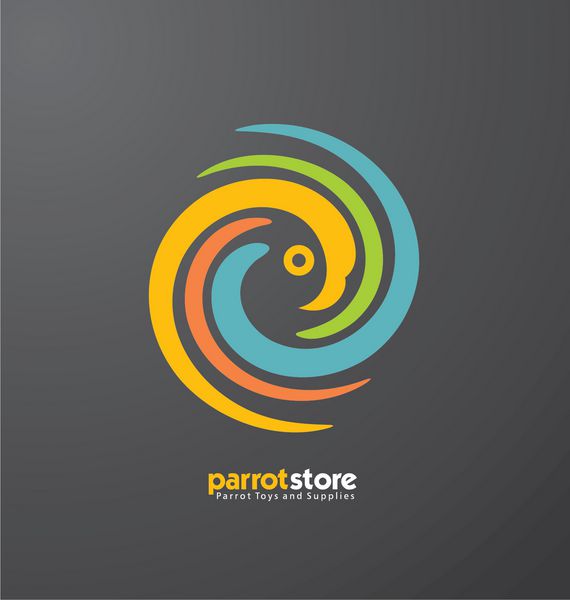 الگوی طراحی لوگوی انتزاعی طوطی نماد تبلیغاتی پت شاپ مفهوم نماد فروشگاه پرنده ایده خلاقانه باغ وحش وکتور رنگارنگ