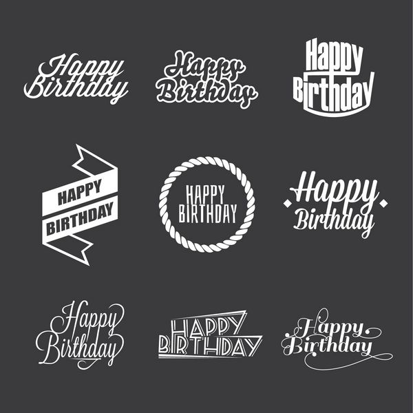 مجموعه ای از حروف تبریک تولد عناصر طراحی تایپوگرافی