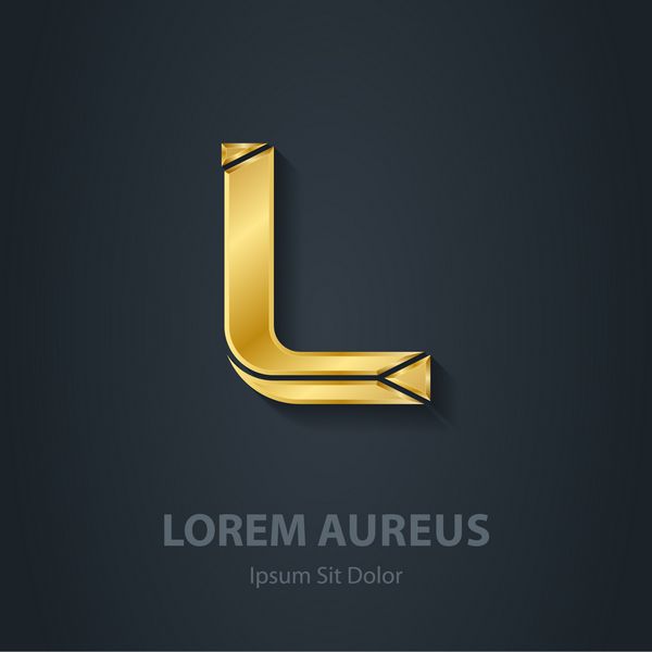 حرف l وکتور فونت طلایی زیبا الگوی لوگوی شرکت عنصر یا نماد طراحی