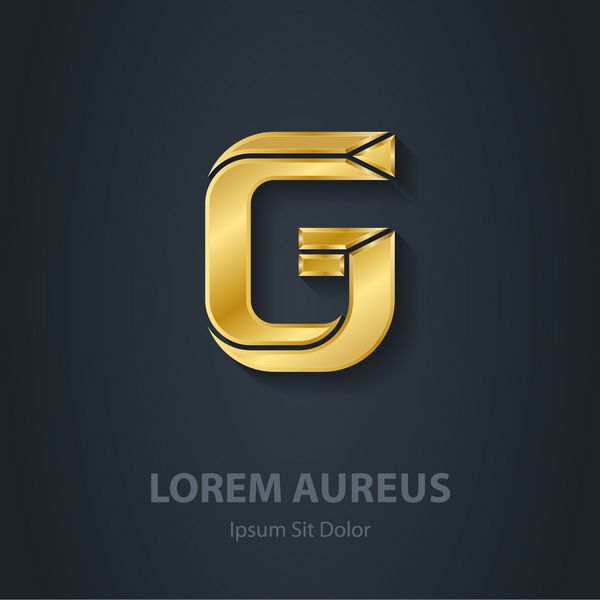 حرف g وکتور فونت طلایی زیبا الگوی لوگوی شرکت عنصر یا نماد طراحی