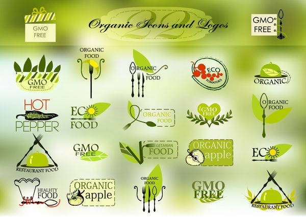 نمادها و لوگوهای ارگانیک برای طراحی شما بردار