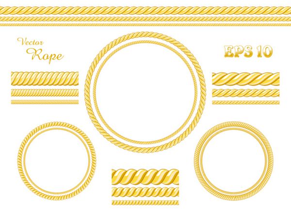 الگوی عناصر طراحی مجموعه ای از طناب های بدون درز با ضخامت های مختلف و قاب طناب جدا شده در پس زمینه سفید