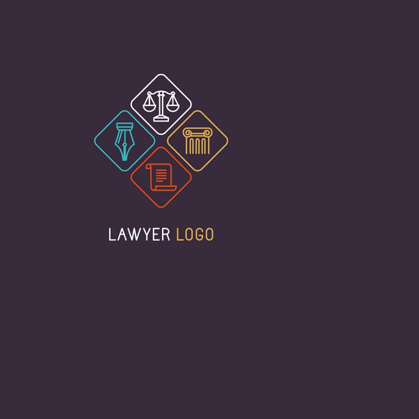وکتور آرم و نماد خطی برای وکیل
