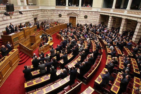 آتن یونان - 6 فوریه 2015 در پارلمان یونان در جلسه رای گیری برای رئیس مجلس
