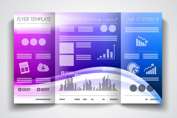 بردار طرح قالب بروشور سه تایی یا طرح بروشور برای استفاده برای برنامه های تجاری مجلات تبلیغات برگه های محصول یادداشت آیتم ها بروشورهای رویداد یا دعوت نامه های جلسه