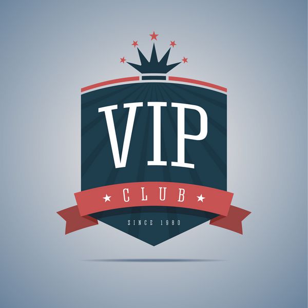 تابلوی باشگاه vip با روبان تاج و ستاره وکتور