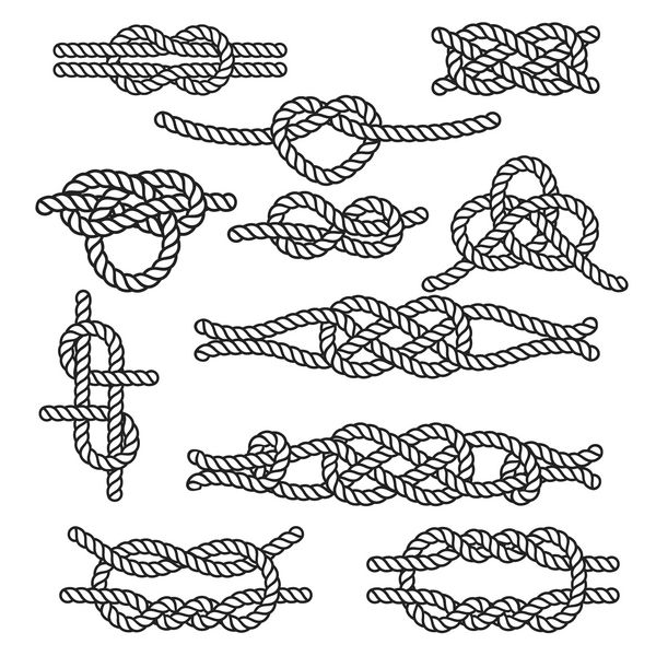 مجموعه ای از گره های طناب عناصر تزئینی وکتور