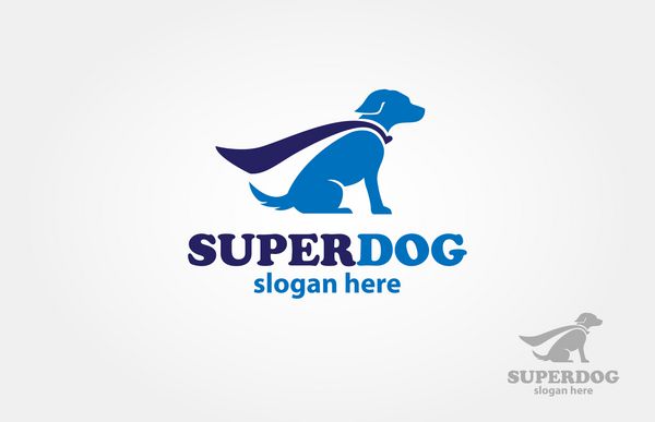 سوپر سگ آبی با شنل - تصویر وکتور آرم