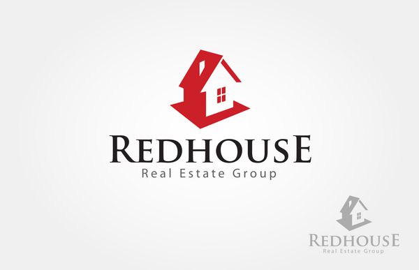 طراحی آرم خانه قرمز برای صنعت املاک و مستغلات