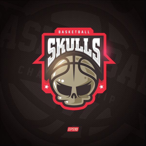 لوگوی مدرن وکتور حرفه ای جمجمه برای یک تیم بسکتبال