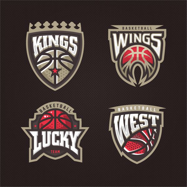 مجموعه لوگوی مدرن وکتور حرفه ای برای یک تیم بسکتبال