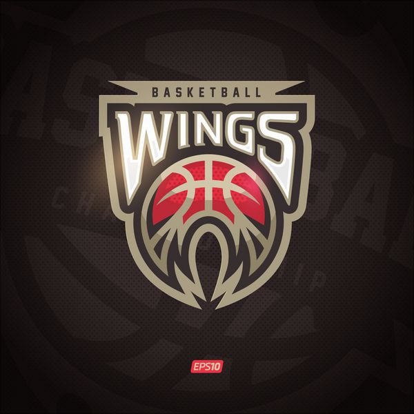 لوگوی مدرن وکتور حرفه ای بال برای یک تیم بسکتبال