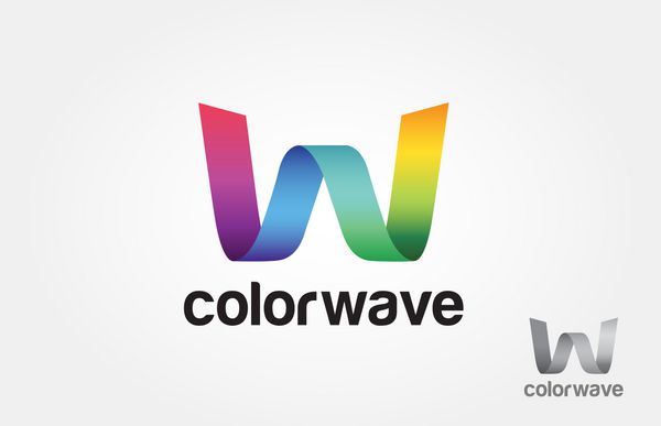 لوگوی حرف w یا لوگوی رنگی w یا آرم موج رنگی