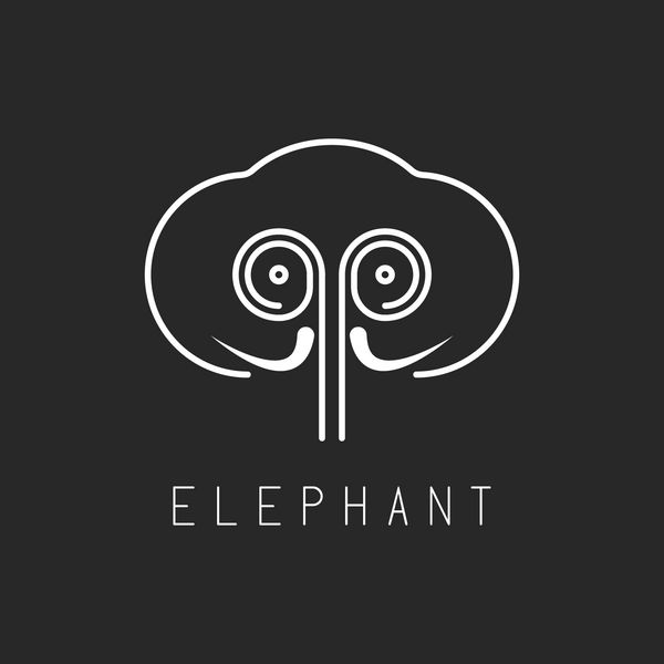 لوگوی ماکت فیل شبح هندسی انتزاعی از حیوانات