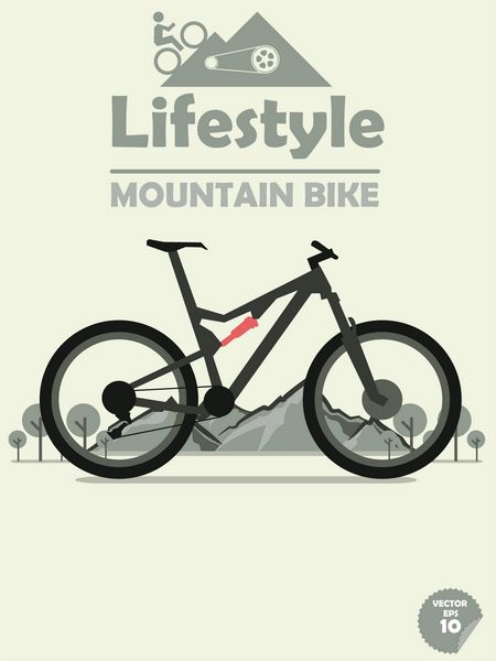 دوچرخه کوهستان در پس زمینه کوه و درخت دوچرخه سواری در کوه ورزش در فضای باز پوستر دوچرخه کوهستان تصویر زمینه دوچرخه کوهستان