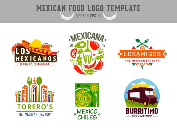 لوگوی غذای مکزیکی قالب طراحی لوگو وکتور
