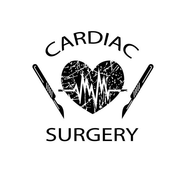 نقاشی وکتور نماد پزشکی جراحی قلب قلب تکانه قلبی چاقوی جراحی نمادها آرم و نماد