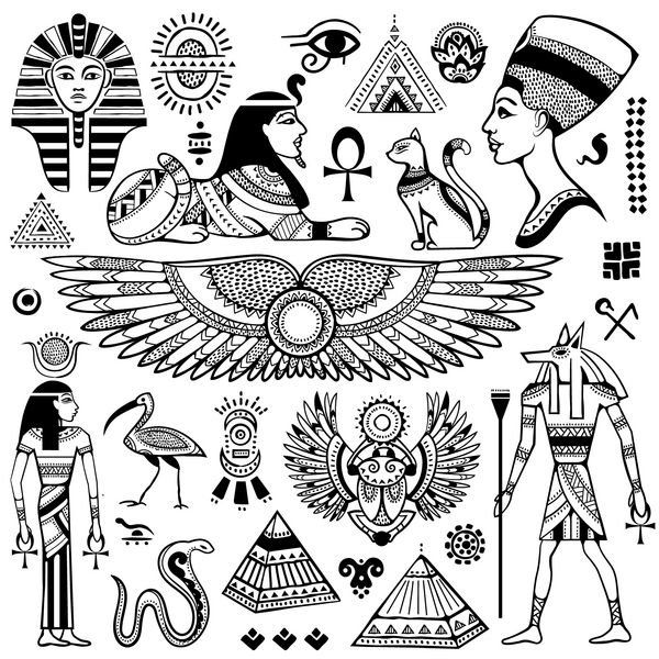 مجموعه ای از نمادها و اشیاء جدا شده بردار مصر