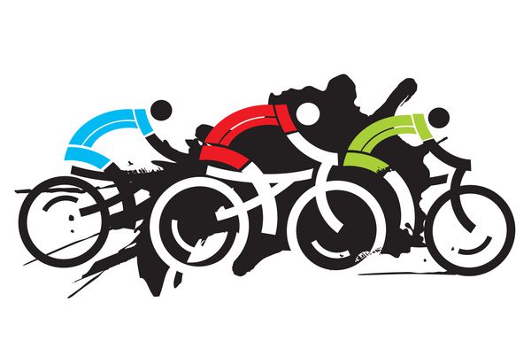 سه مسابقه دوچرخه سواری طراحی رنگی رنگی سه مسابقه دوچرخه سواری تصویر برداری