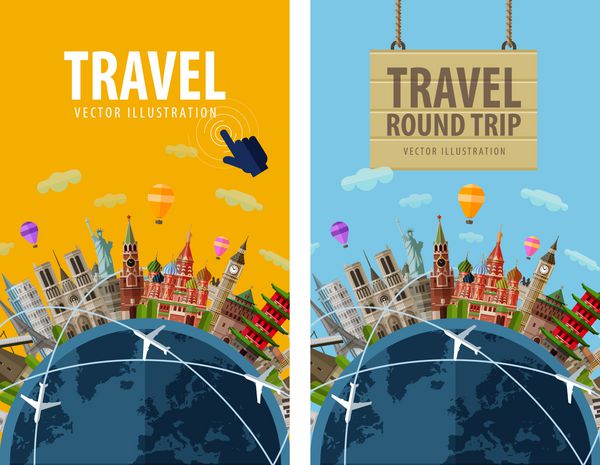 قالب طراحی لوگو وکتور سفر سفر سفر نماد تعطیلات یا کشورهای جهان