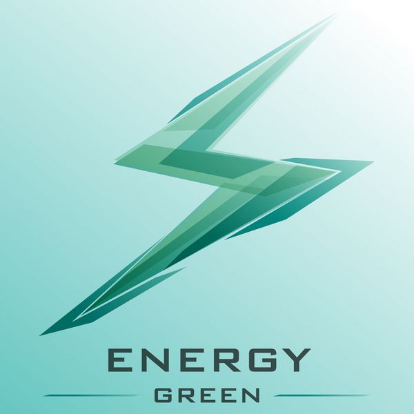 وکتور انتزاعی ایزوله شده نماد لوگو انرژی سبز تخلیه