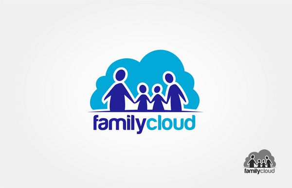 خوشبختی خانواده خوشبختی ابر لوگو سعی کنید به نماد همبستگی این برای فعالیت خانوادگی خطی خوب است