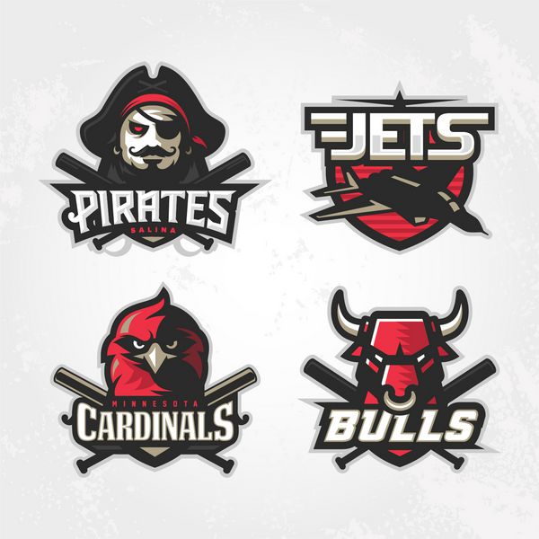 مجموعه لوگوی مدرن بیسبال حرفه ای برای تیم ورزشی