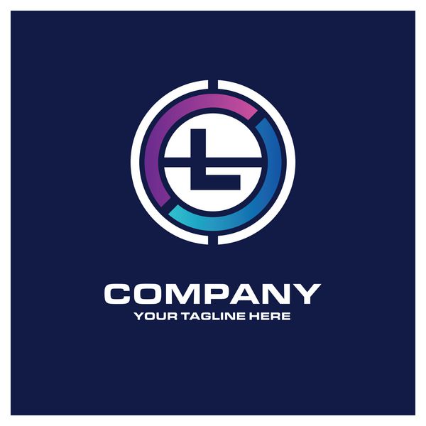 آرم حرف l - لوگوی دایره خلاق - pl برای نام شرکت و خط برچسب نماد کسب و کار - وکتور