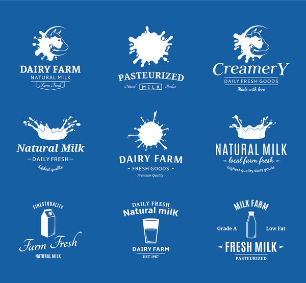 مجموعه ای از وکتور آرم شیر برچسب ها و عناصر طراحی