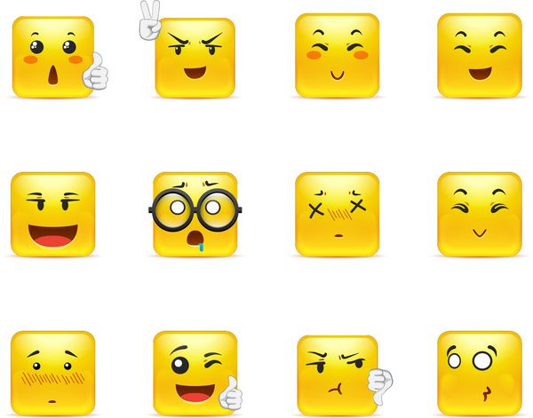 زیباترین استیکرهای انیمه مربعی زرد با احساسات مختلف