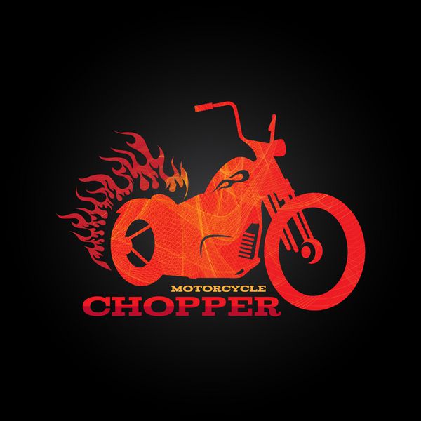 خردکن موتورسیکلت نارنجی قرمز سبک هنری ترکیبی است