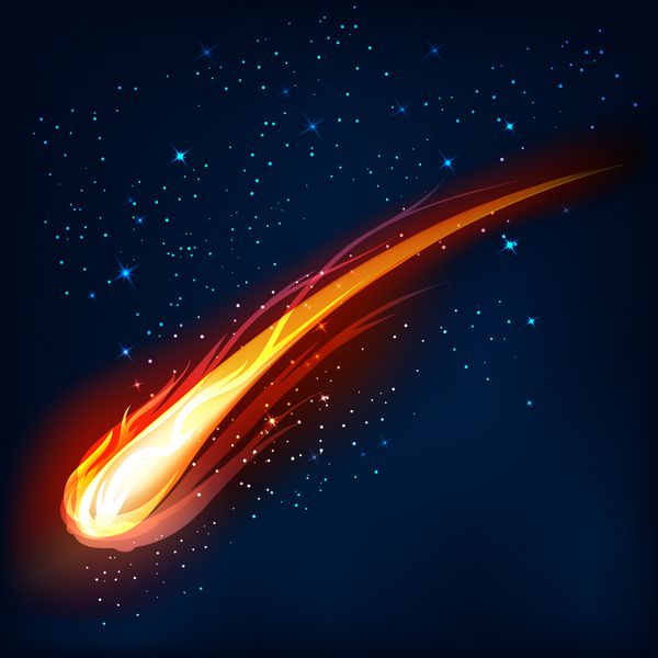 دنباله دار در sp شهاب و انرژی درخشش سیارک حرکت ستاره قدرتمند وکتور