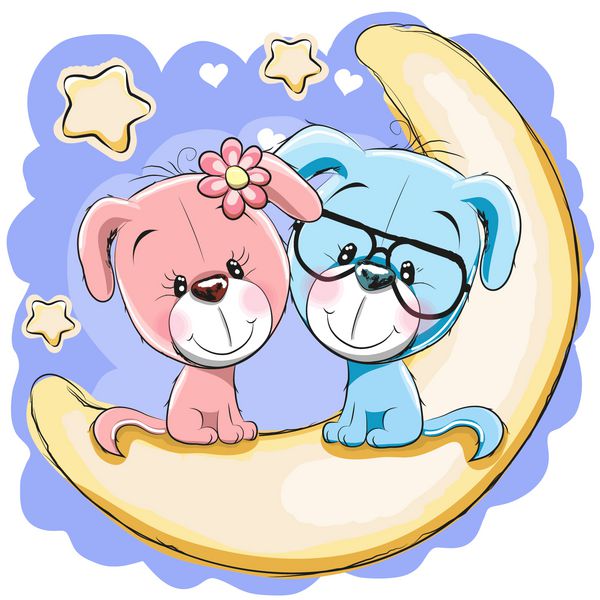 دو سگ ناز روی ماه نشسته اند