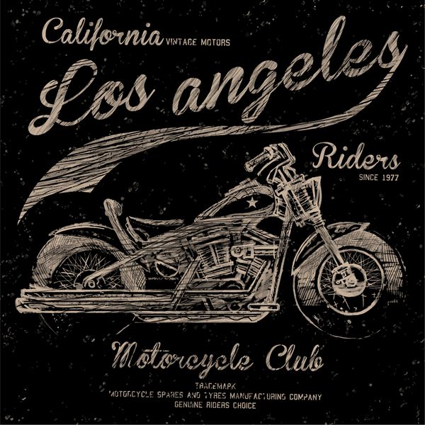 طرح گرافیکی تی شرت تصویری موتور سیکلت کالیفرنیا