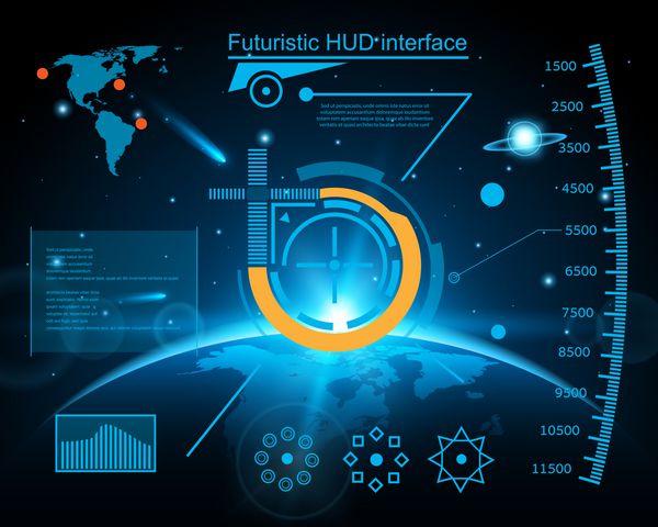 آینده انتزاعی وکتور مفهومی اینده آبی virt گرافیک لمسی کاربر رابط hud برای وب سایت برنامه های تلفن همراه جدا شده در پس زمینه سیاه تکنو طراحی آنلاین تجارت رابط کاربری رابط کاربری