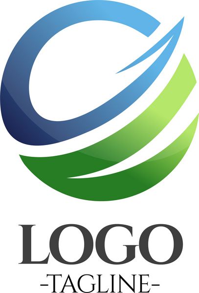 الگوی لوگوی وکتور کسب و کار کره زمین به رنگ آبی و سبز