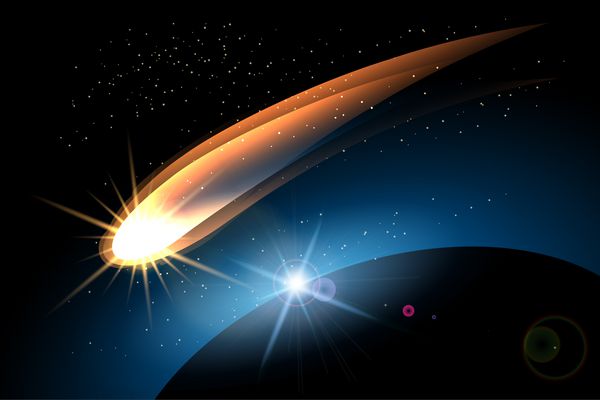 دنباله دار درخشان در sp و سیاره گشت و گذار تصویر رنگارنگ