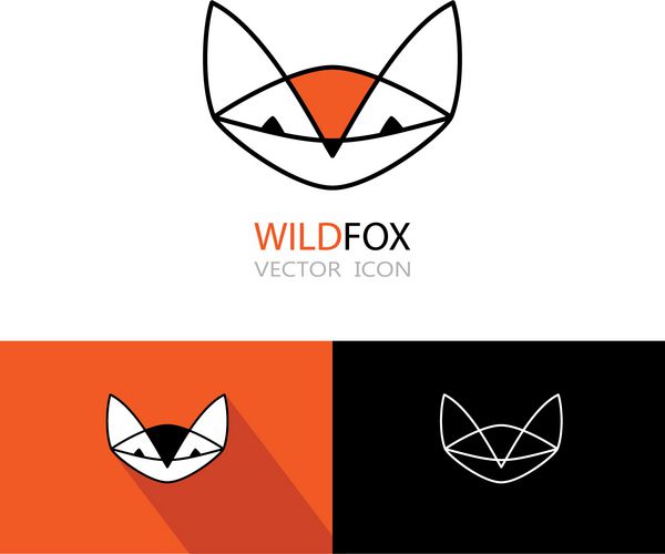 مجموعه آیکون نماد روباه هندسی نارنجی طراحی قالب لوگو