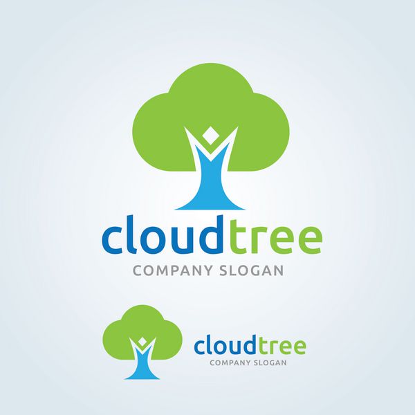 درخت ابر آرم اکو آرم افراد آرم درخت محاسبات ابری آرم ابر الگوی لوگوی برداری