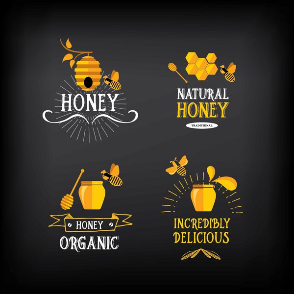نشان و برچسب عسل طراحی انتزاعی زنبور عسل