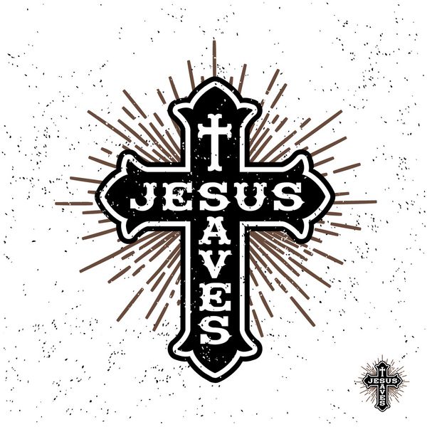 برچسب عتیقه مذهبی تک رنگ نشان تاج عیسی پس‌انداز برای لوگوی پوستر براق یا چاپ لباس تی‌شرت با صلیب مسیحی حروف و ستاره‌بار