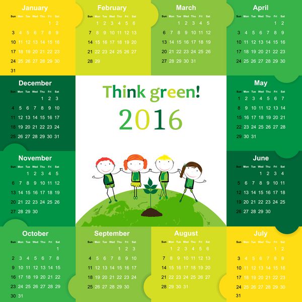تقویم زیبای سبز و زیست محیطی در سال 2016