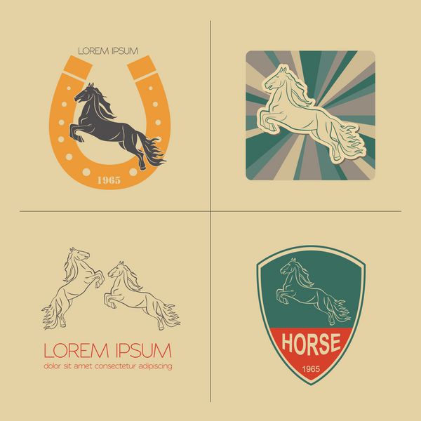 الگوهای لوگو و نشان اسب وکتور