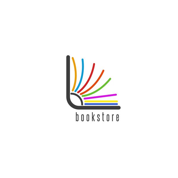 آرم کتاب ماکت ورق زدن صفحات رنگی کتاب نشان کتابفروشی یا کتابخانه