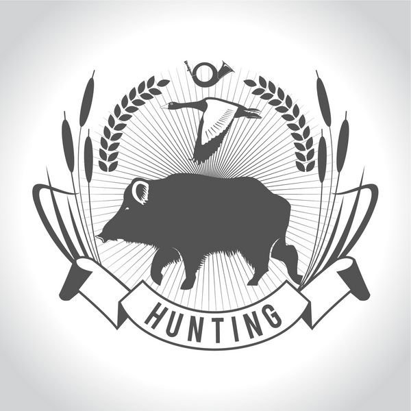 شکار لوگوی شکار گراز وحشی و اردک وحشی عناصر طراحی