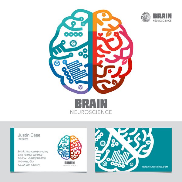 الگوی کارت ویزیت نماد وکتور نیمکره سمت راست مغز انسان الگوی طراحی علامت مغز برای بخش پزشکی علوم اعصاب تحلیلی خلاقانه عملکرد مغز وکتور