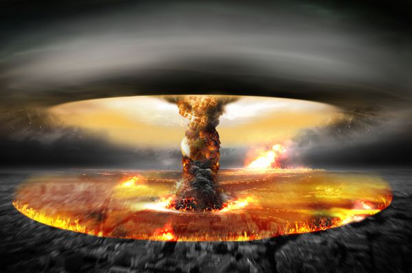 بمب هسته ای انفجار جنگ هسته ای بر فراز یک بمب اتمی شهری