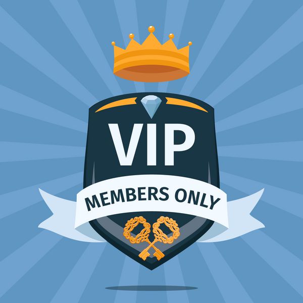فقط اعضای باشگاه vip نشان لوگو طلا و لوکس نماد عضویت انحصاری و اولویت وکتور