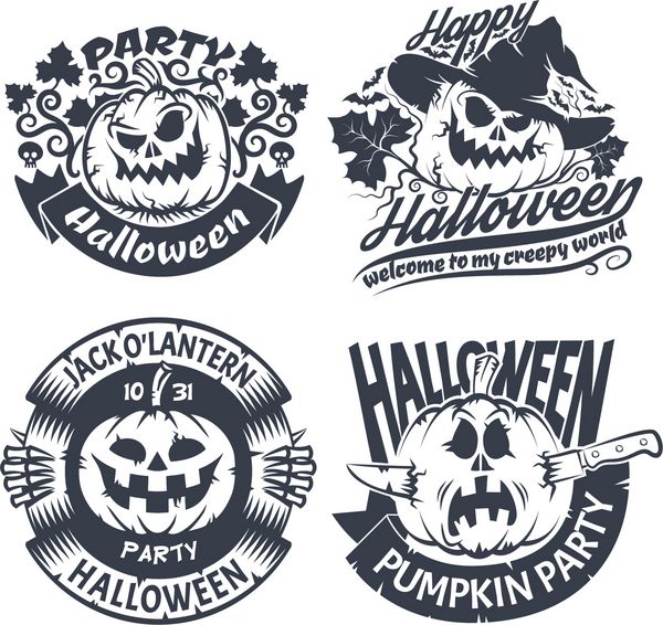مجموعه نشان هالووین لوگوی اصلی با کدو تنبل - فانوس جک