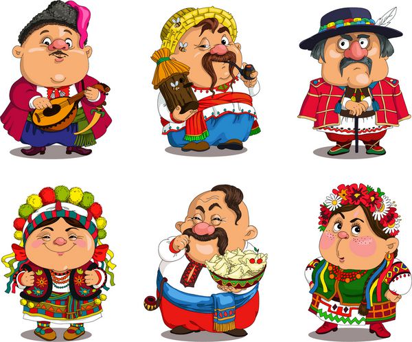 کارتون اوکراینی ها کارتون خنده دار و مضحک شخصیت ها ست اوکراینی ها اشیاء جدا شده